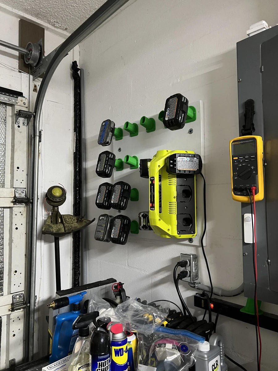 5x Ryobi Wall-Mounted Battery Holders - Convenient Storage for Your Tools — 3D printed Australia | Printforge