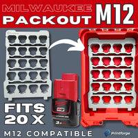Milwaukee M12 Battery Packout Insert | Australian-Made Organization Solution — 3D printed Australia | PrintForge
